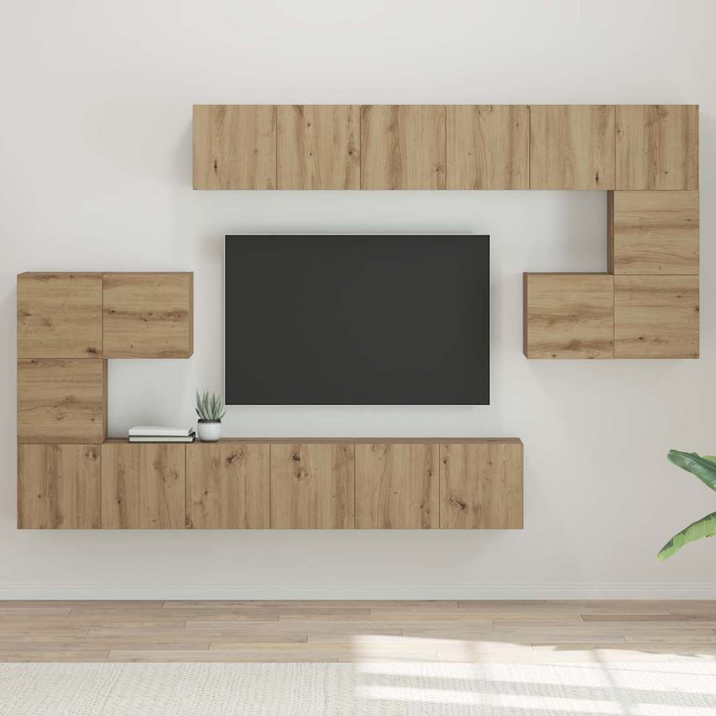 Meuble TV Mural Moderne Effet Béton - 8 Pièces-Mon Meuble TV-chêne artisanal-60 cm-10-21