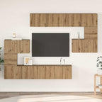 Meuble TV Mural Moderne Effet Béton - 8 Pièces-Mon Meuble TV-chêne artisanal-80 cm-8-23