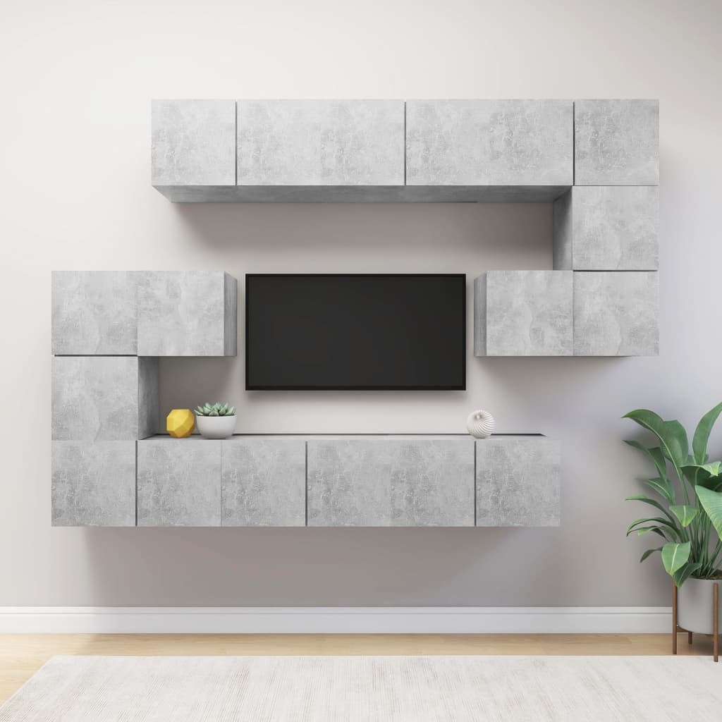 Meuble TV Mural Moderne Effet Béton - 8 Pièces-Mon Meuble TV-Gris béton-60 cm-10-18