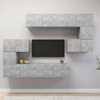 Meuble TV Mural Moderne Effet Béton - 8 Pièces-Mon Meuble TV-Gris béton-80 cm-8-2