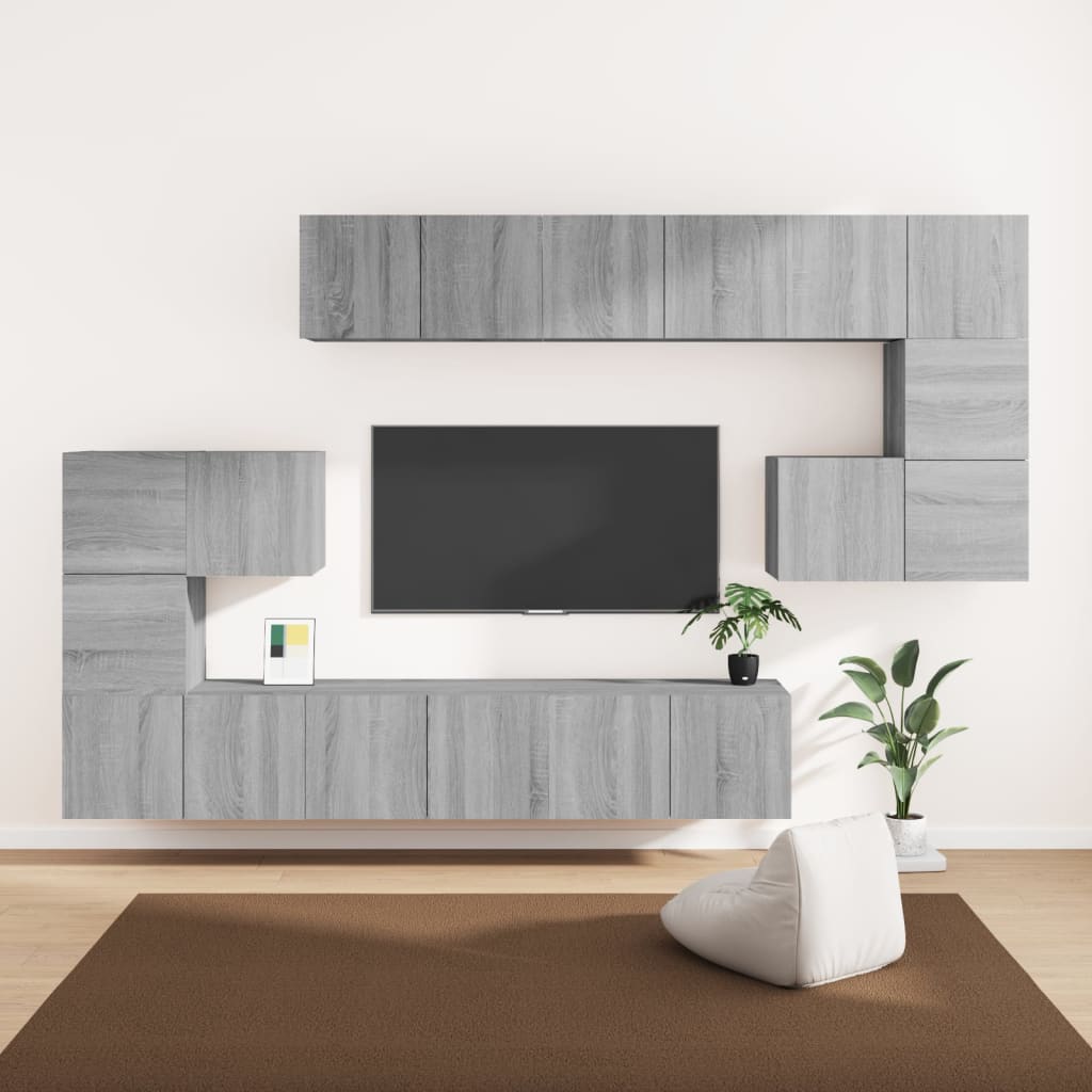 Meuble TV Mural Moderne Effet Béton - 8 Pièces-Mon Meuble TV-Sonoma gris-60 cm-10-17