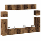 Meuble TV Mural Moderne Effet Béton - 8 Pièces-Mon Meuble TV-Vieux bois-100 cm-8-15