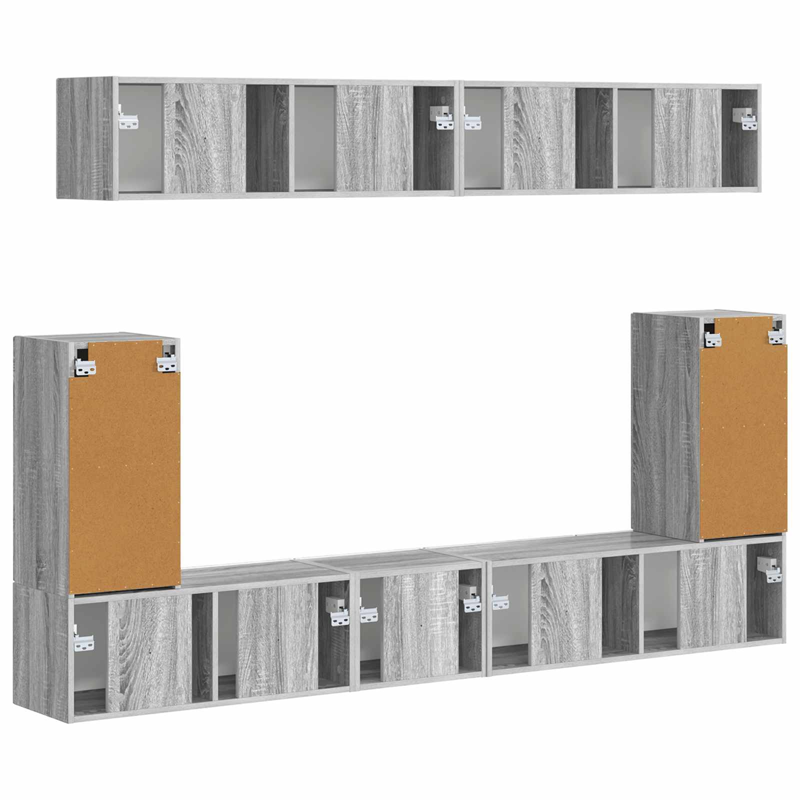 Meuble TV Mural Suspendu Design Finition Gris Sonoma - 5 Pièces-Mon Meuble TV-10
