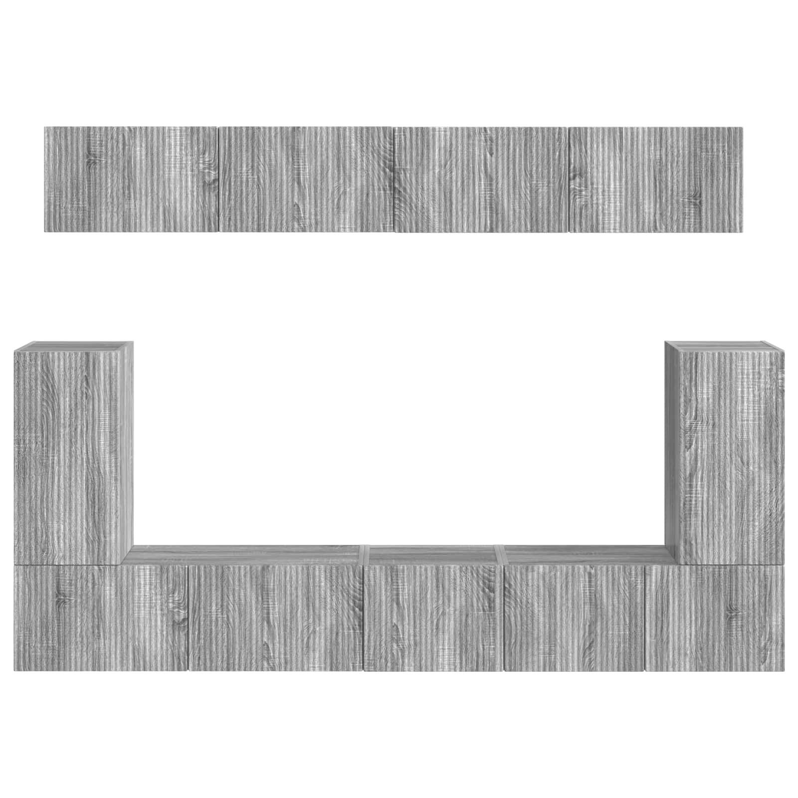 Meuble TV Mural Suspendu Design Finition Gris Sonoma - 5 Pièces-Mon Meuble TV-9