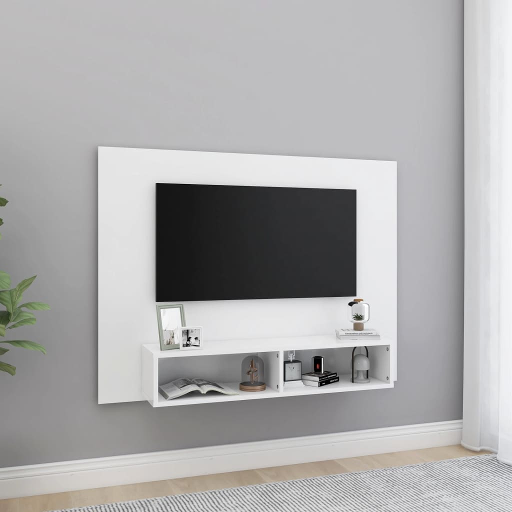 Meuble TV Mural Suspendu Effet Béton - 120 cm-Mon Meuble TV-Blanc-120 cm-1-8