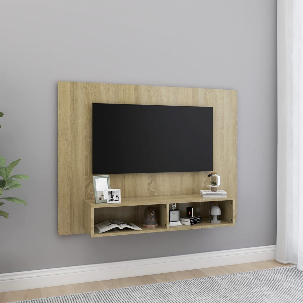 Meuble TV Mural Suspendu Effet Béton - 120 cm-Mon Meuble TV-Chêne sonoma-120 cm-1-9