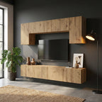 meuble-tv-mural-suspendu-effet-bois-4-pieces-decor