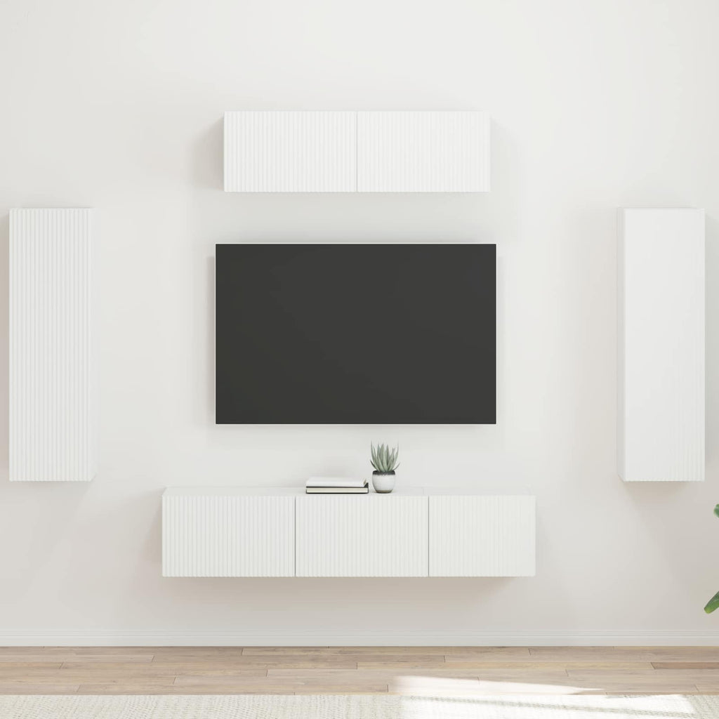 Meuble TV Mural XXL Couleur Gris Sonoma - 5 Pièces-Mon Meuble TV-Blanc-14