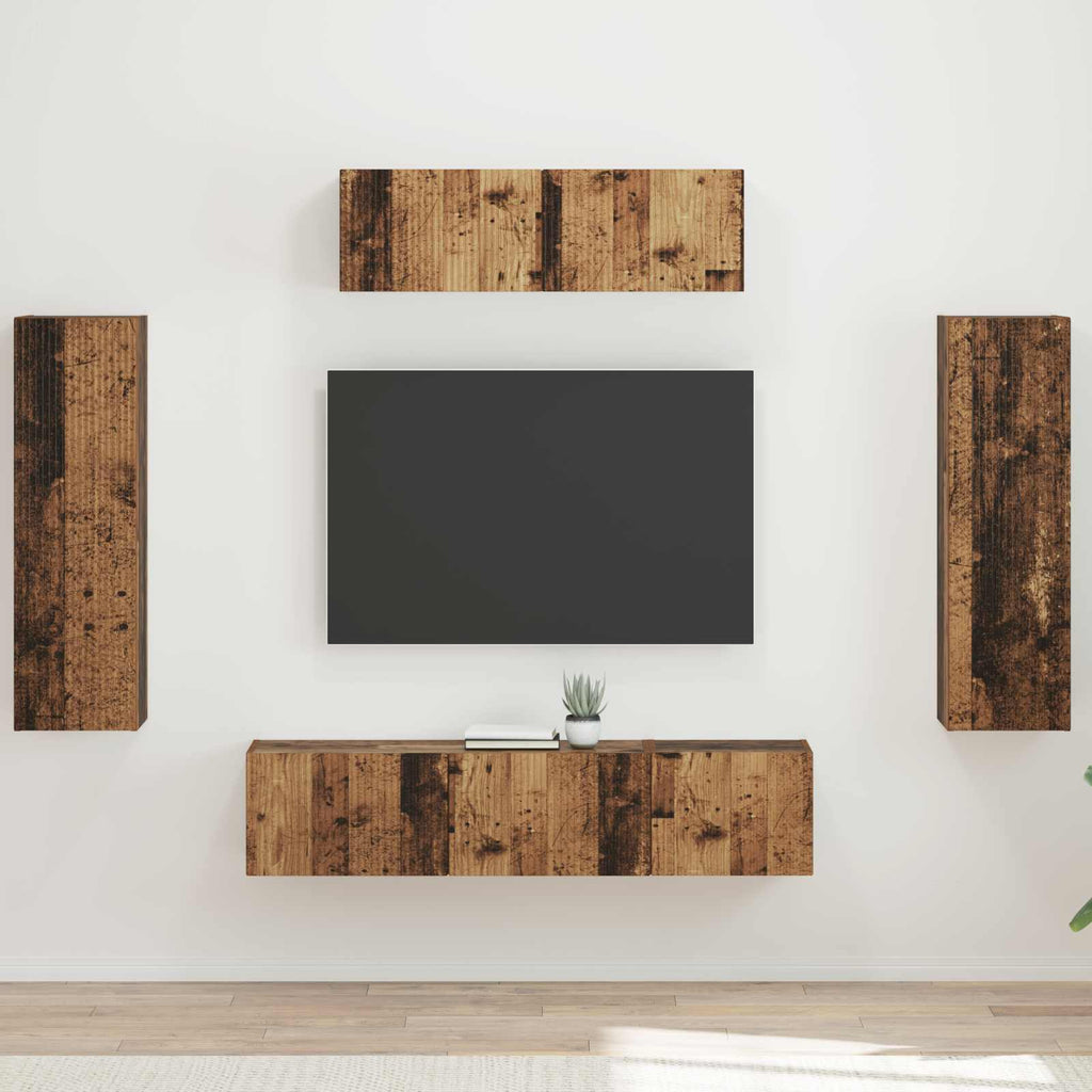 Meuble TV Mural XXL Couleur Gris Sonoma - 5 Pièces-Mon Meuble TV-Bois ancien-20