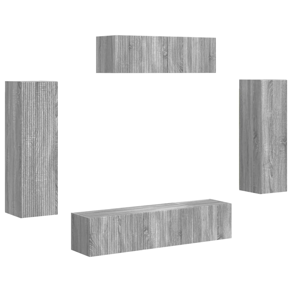 Meuble TV Mural XXL Couleur Gris Sonoma - 5 Pièces-Mon Meuble TV-Gris béton-1