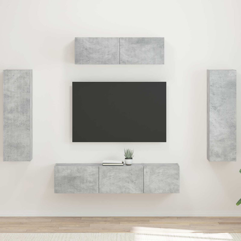 Meuble TV Mural XXL Couleur Gris Sonoma - 5 Pièces-Mon Meuble TV-Gris béton-17