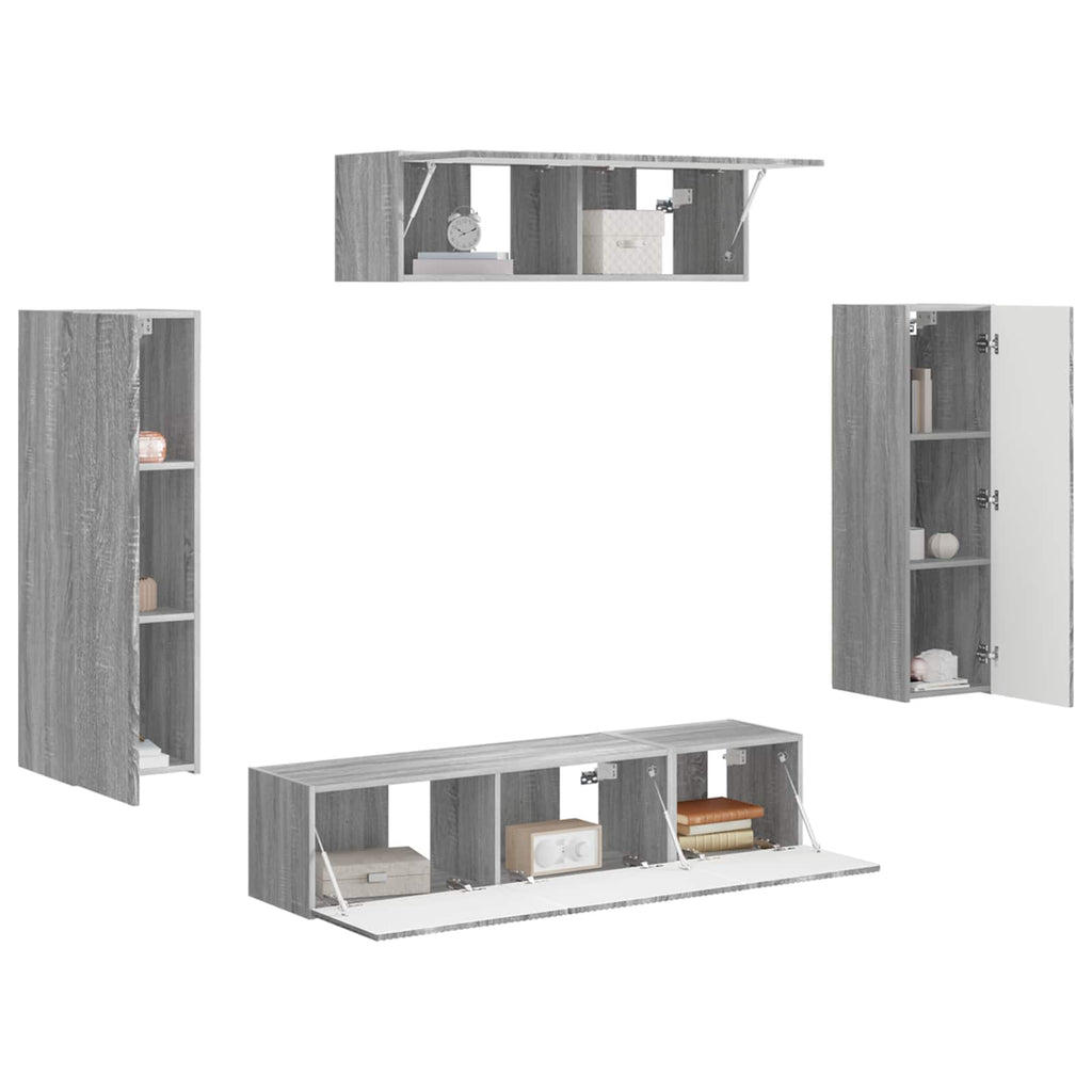 Meuble TV Mural XXL Couleur Gris Sonoma - 5 Pièces-Mon Meuble TV-Gris béton-3
