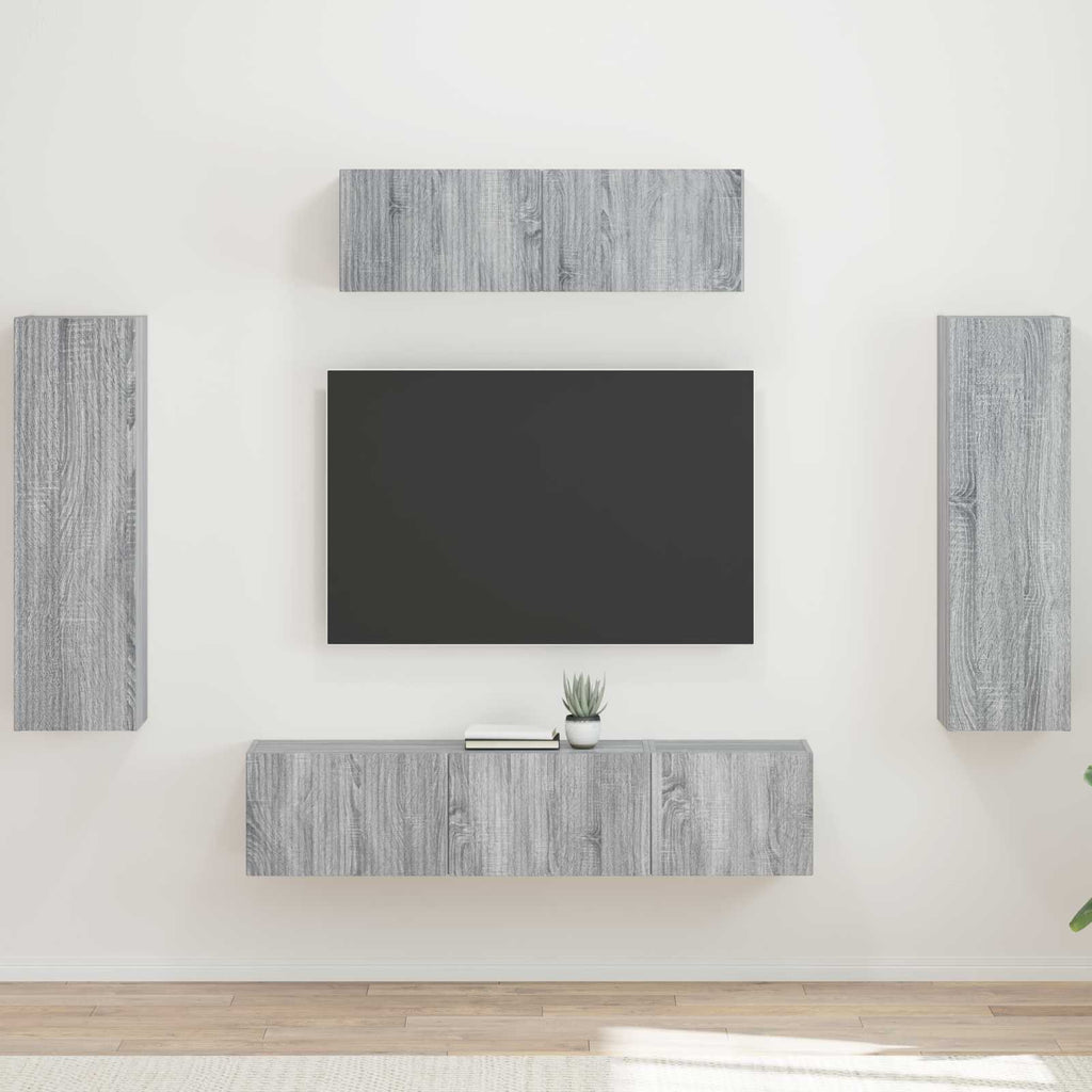 Meuble TV Mural XXL Couleur Gris Sonoma - 5 Pièces-Mon Meuble TV-Sonoma gris-2