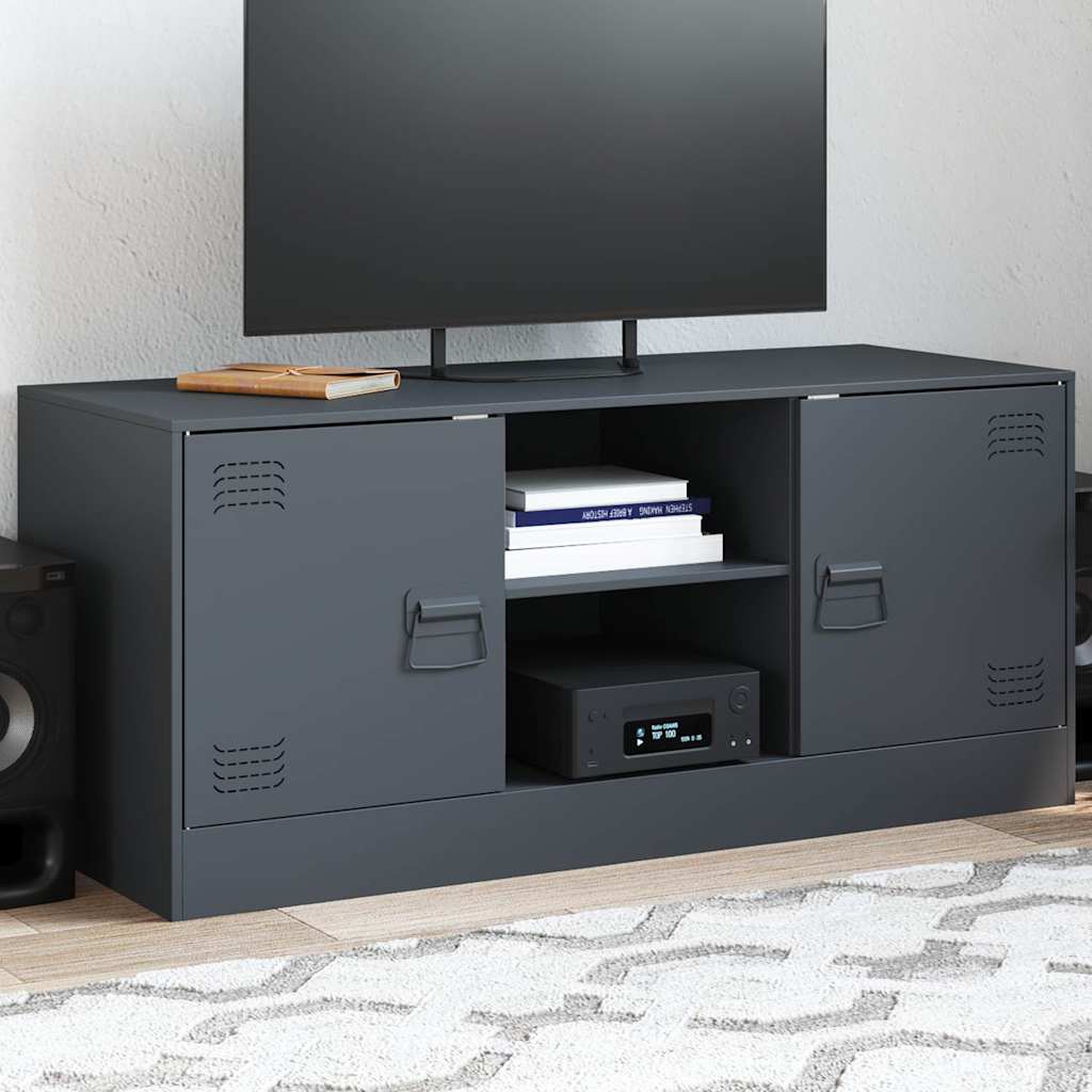 Meuble TV Noir Anthracite en Acier - 99 cm-Mon Meuble TV-Anthracite-1-1