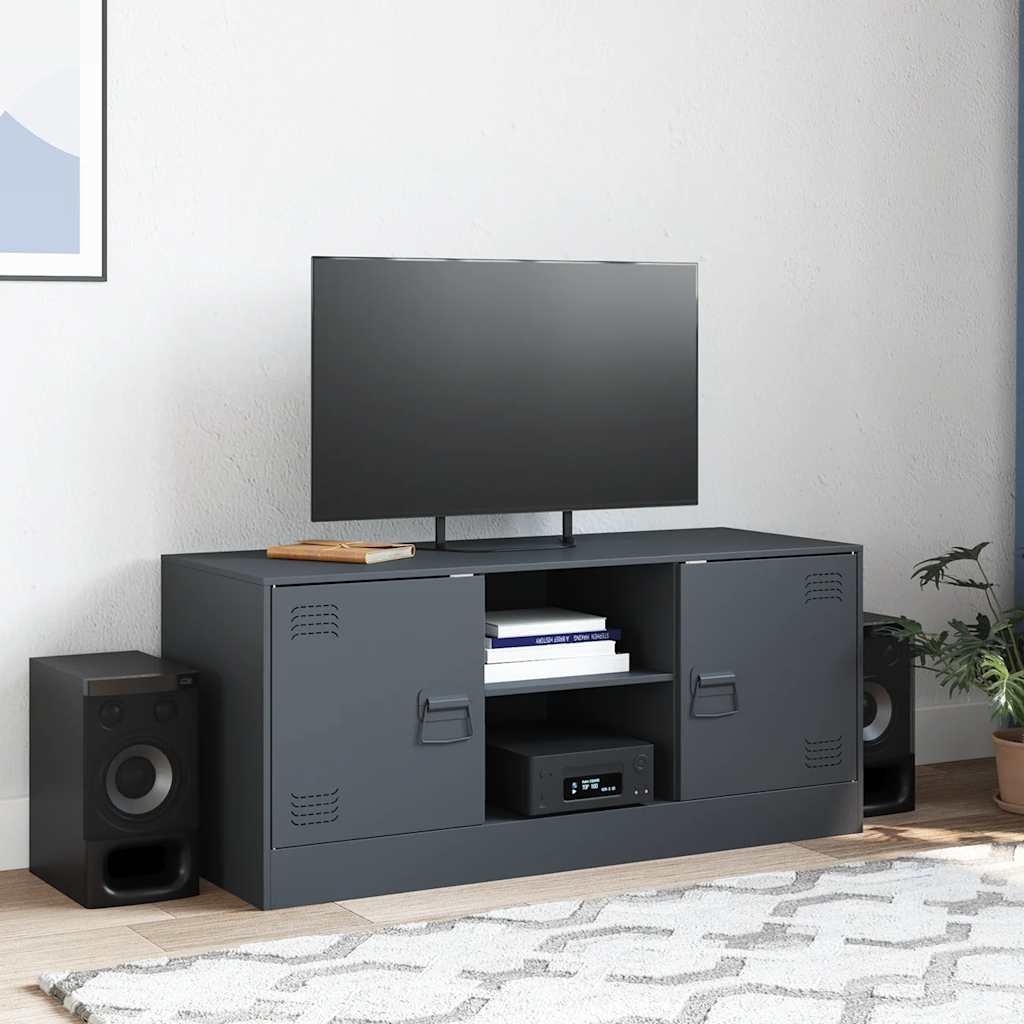 Meuble TV Noir Anthracite en Acier - 99 cm-Mon Meuble TV-Anthracite-1-3