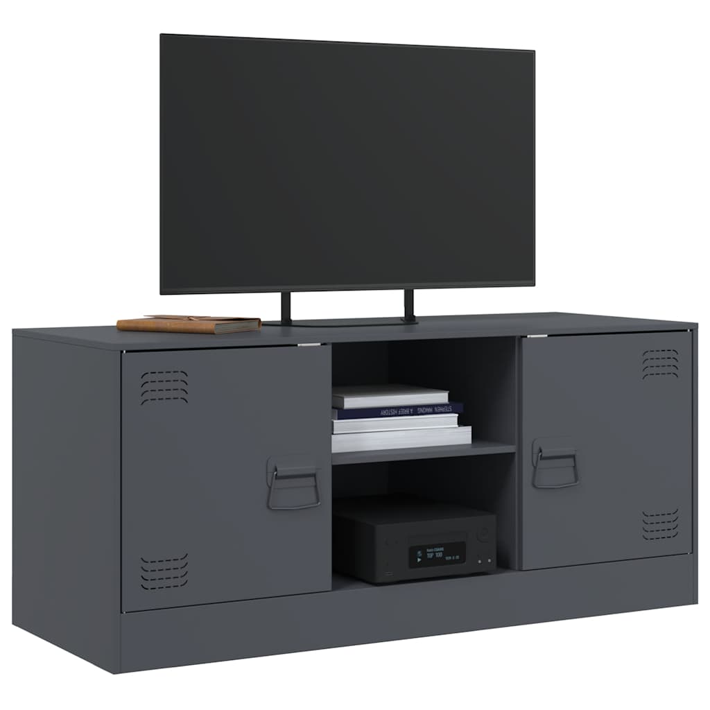 Meuble TV Noir Anthracite en Acier - 99 cm-Mon Meuble TV-Anthracite-1-4