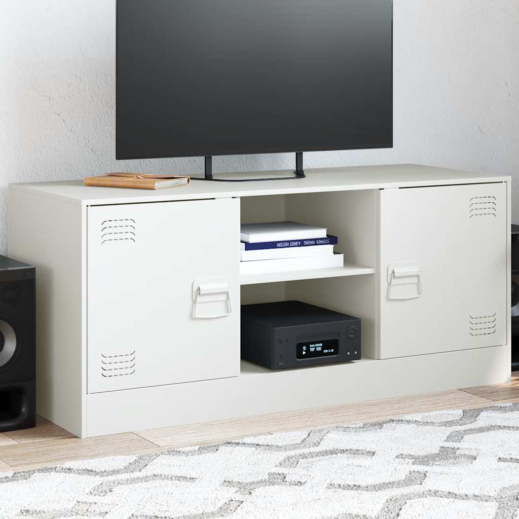 Meuble TV Noir Anthracite en Acier - 99 cm-Mon Meuble TV-Blanc-1-13