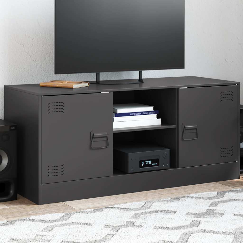 Meuble TV Noir Anthracite en Acier - 99 cm-Mon Meuble TV-Noir-1-15