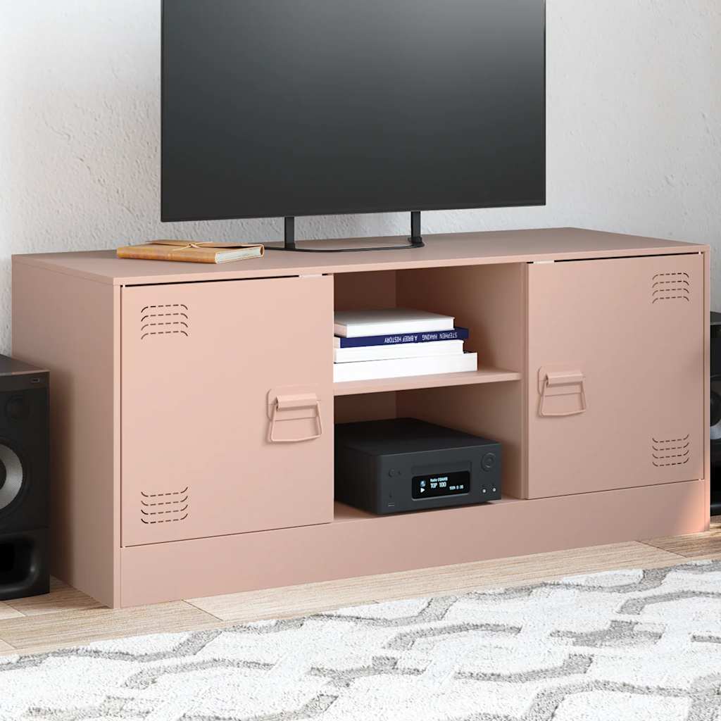 Meuble TV Noir Anthracite en Acier - 99 cm-Mon Meuble TV-Rose-1-14