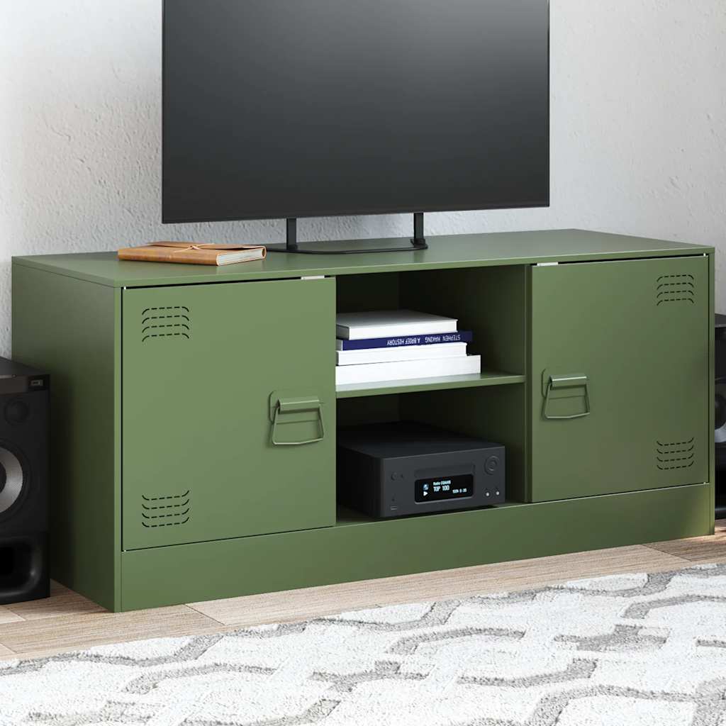 Meuble TV Noir Anthracite en Acier - 99 cm-Mon Meuble TV-Vert-1-17