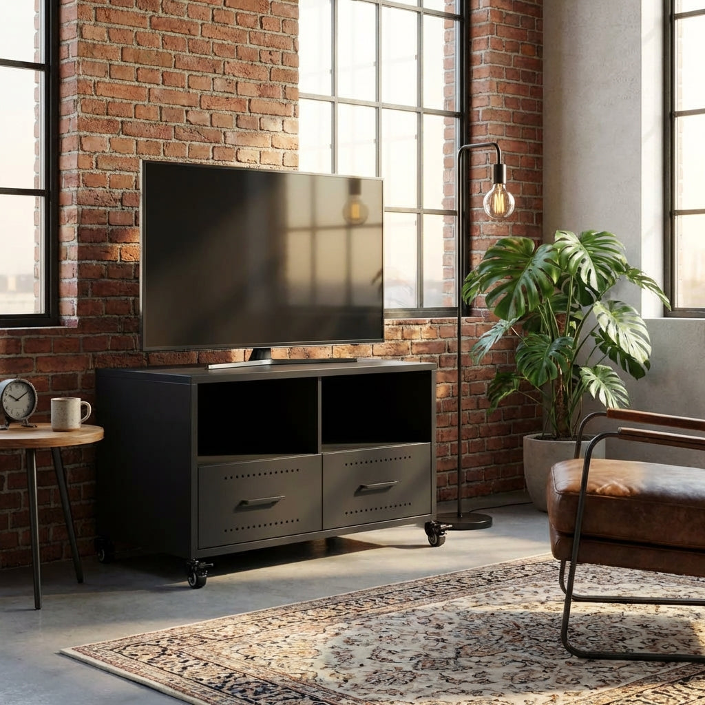 meuble-tv-noir-avec-rangement-en-acier-68-cm-decor