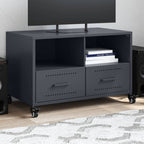 Meuble TV Noir avec Rangement en Acier - 68 cm-Mon Meuble TV-Anthracite-1-13