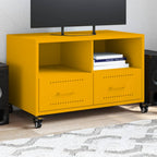 Meuble TV Noir avec Rangement en Acier - 68 cm-Mon Meuble TV-Jaune-1-16