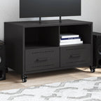 Meuble TV Noir avec Rangement en Acier - 68 cm-Mon Meuble TV-Noir-1-1