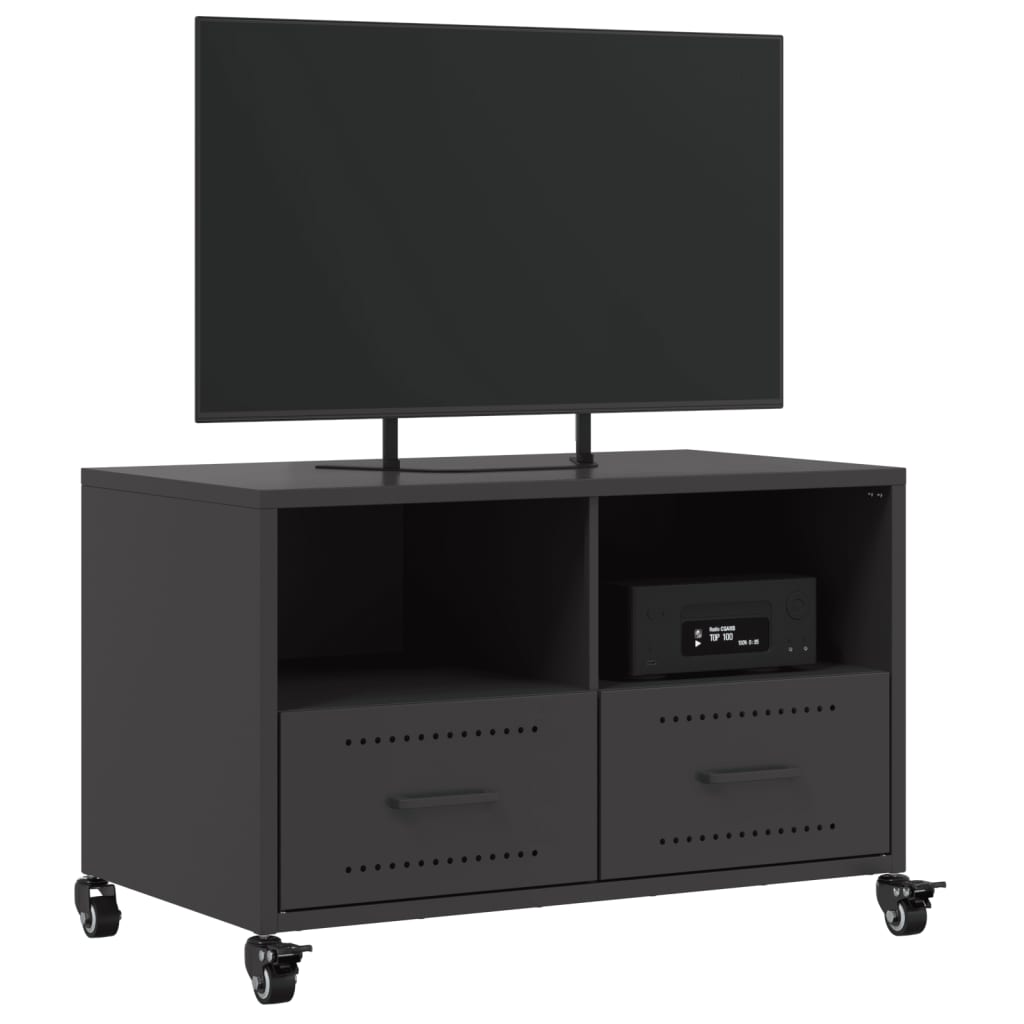 Meuble TV Noir avec Rangement en Acier - 68 cm-Mon Meuble TV-Noir-1-4