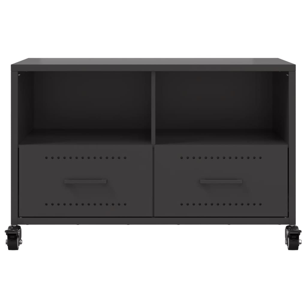 Meuble TV Noir avec Rangement en Acier - 68 cm-Mon Meuble TV-Noir-1-6