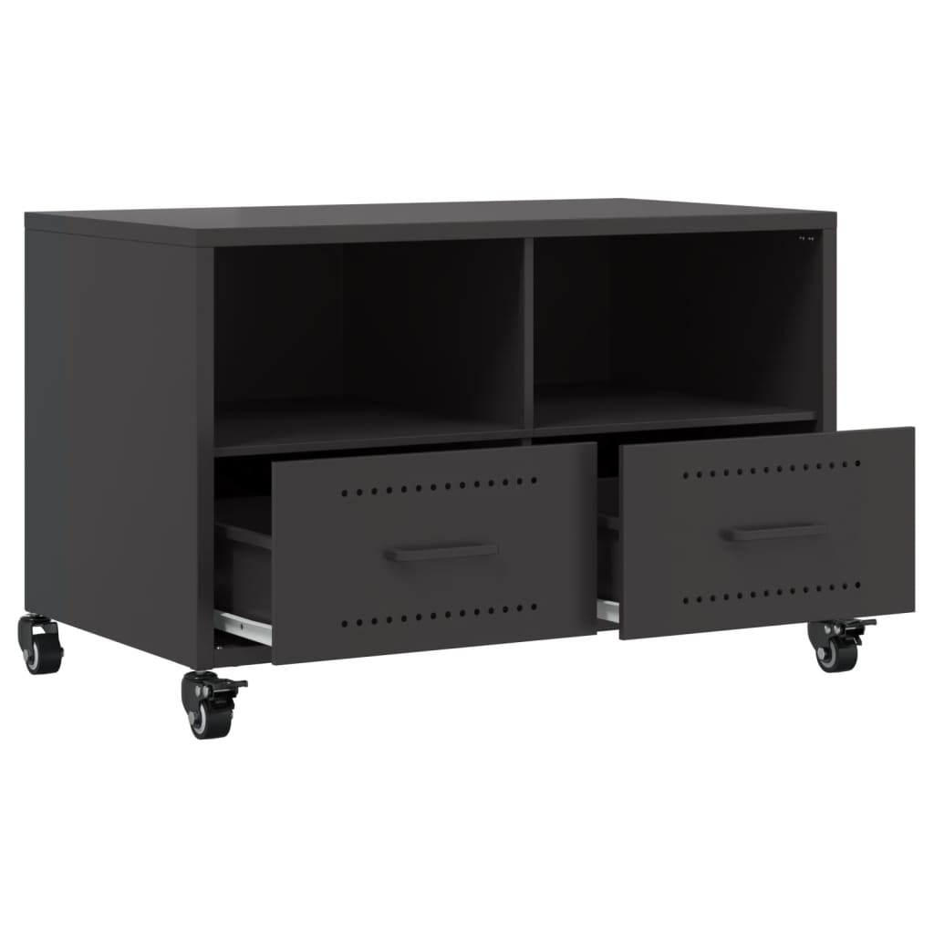 Meuble TV Noir avec Rangement en Acier - 68 cm-Mon Meuble TV-Noir-1-9