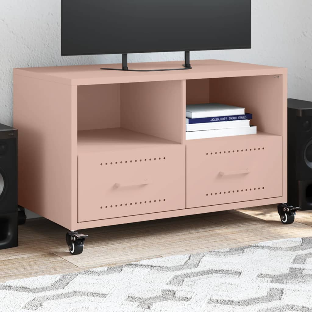 Meuble TV Noir avec Rangement en Acier - 68 cm-Mon Meuble TV-Rose-1-14