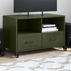 Meuble TV Noir avec Rangement en Acier - 68 cm-Mon Meuble TV-Vert-1-17