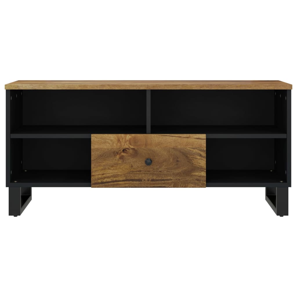 Meuble TV Noir Bas en Manguier Massif - 100 cm-Mon Meuble TV-Multicolore-1-4