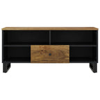 Meuble TV Noir Bas en Manguier Massif - 100 cm-Mon Meuble TV-Multicolore-1-4