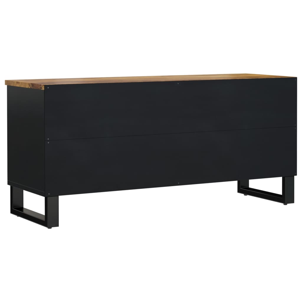 Meuble TV Noir Bas en Manguier Massif - 100 cm-Mon Meuble TV-Multicolore-1-5