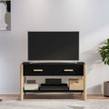 Meuble TV Noir Design et Pin Massif - 82 cm-Mon Meuble TV-Noir-1-1