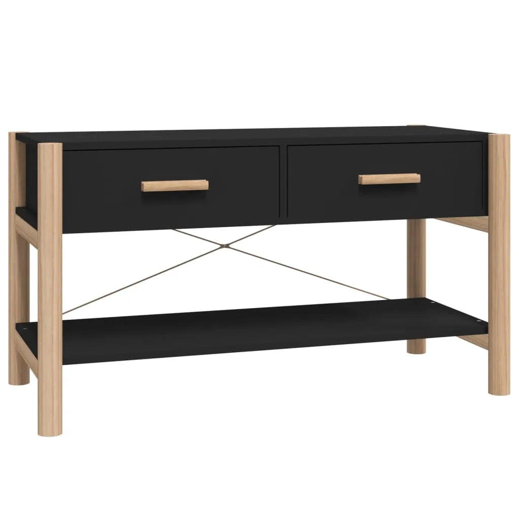 Meuble TV Noir Design et Pin Massif - 82 cm-Mon Meuble TV-Noir-1-2