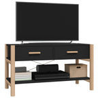 Meuble TV Noir Design et Pin Massif - 82 cm-Mon Meuble TV-Noir-1-4