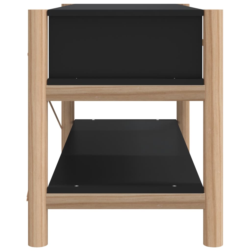 Meuble TV Noir Design et Pin Massif - 82 cm-Mon Meuble TV-Noir-1-6