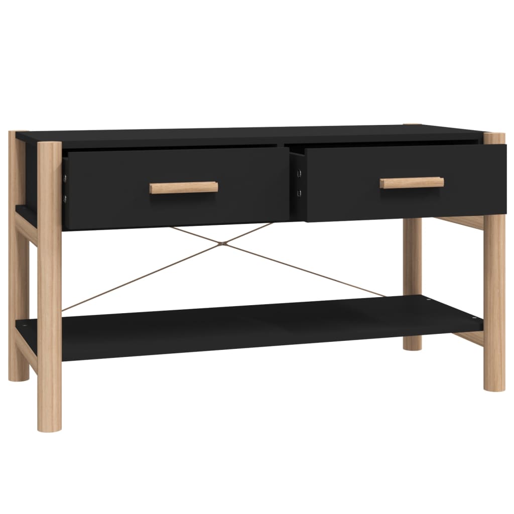 Meuble TV Noir Design et Pin Massif - 82 cm-Mon Meuble TV-Noir-1-7
