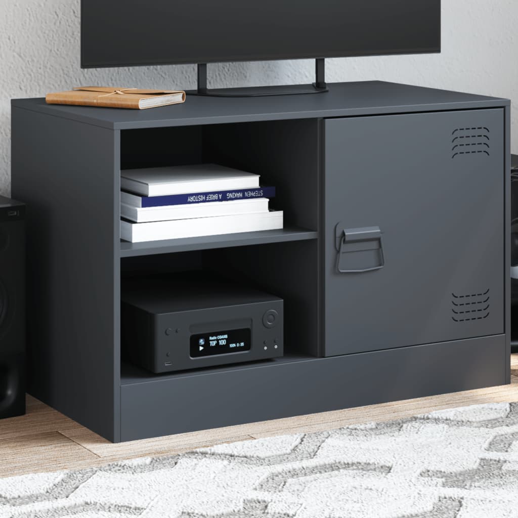 Meuble TV Noir en Acier - 67 cm-Mon Meuble TV-Anthracite-1-16