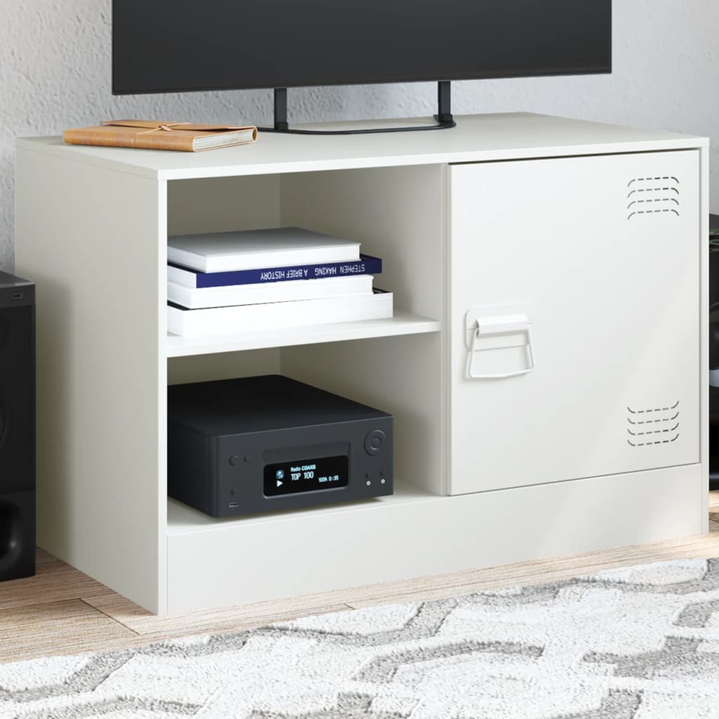 Meuble TV Noir en Acier - 67 cm-Mon Meuble TV-Blanc-1-13