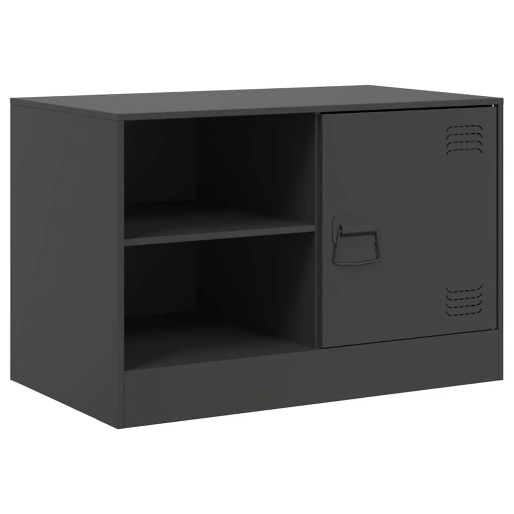 Meuble TV Noir en Acier - 67 cm-Mon Meuble TV-Blanc-1-2