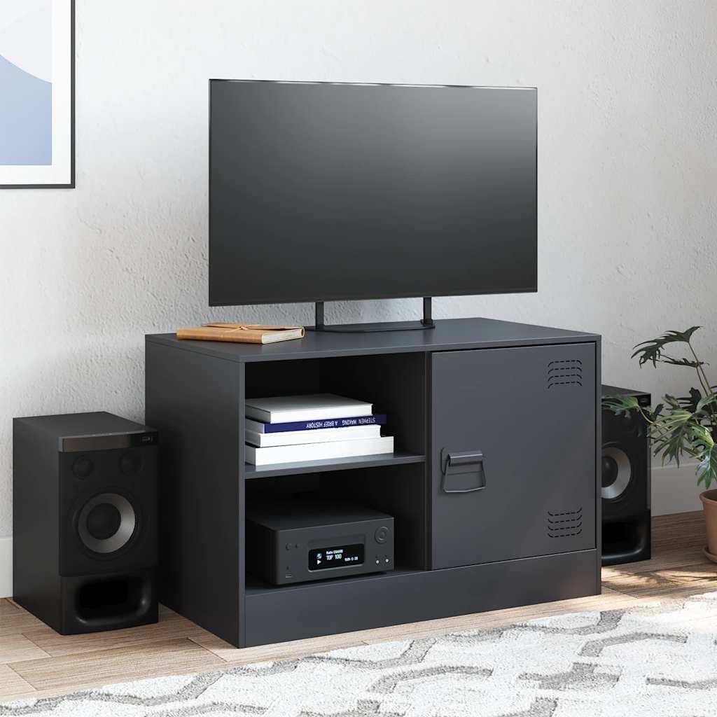 Meuble TV Noir en Acier - 67 cm-Mon Meuble TV-Blanc-1-3