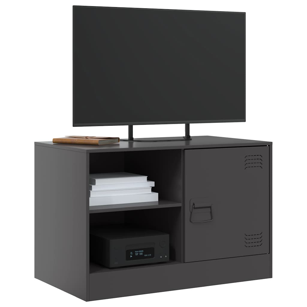Meuble TV Noir en Acier - 67 cm-Mon Meuble TV-Blanc-1-4