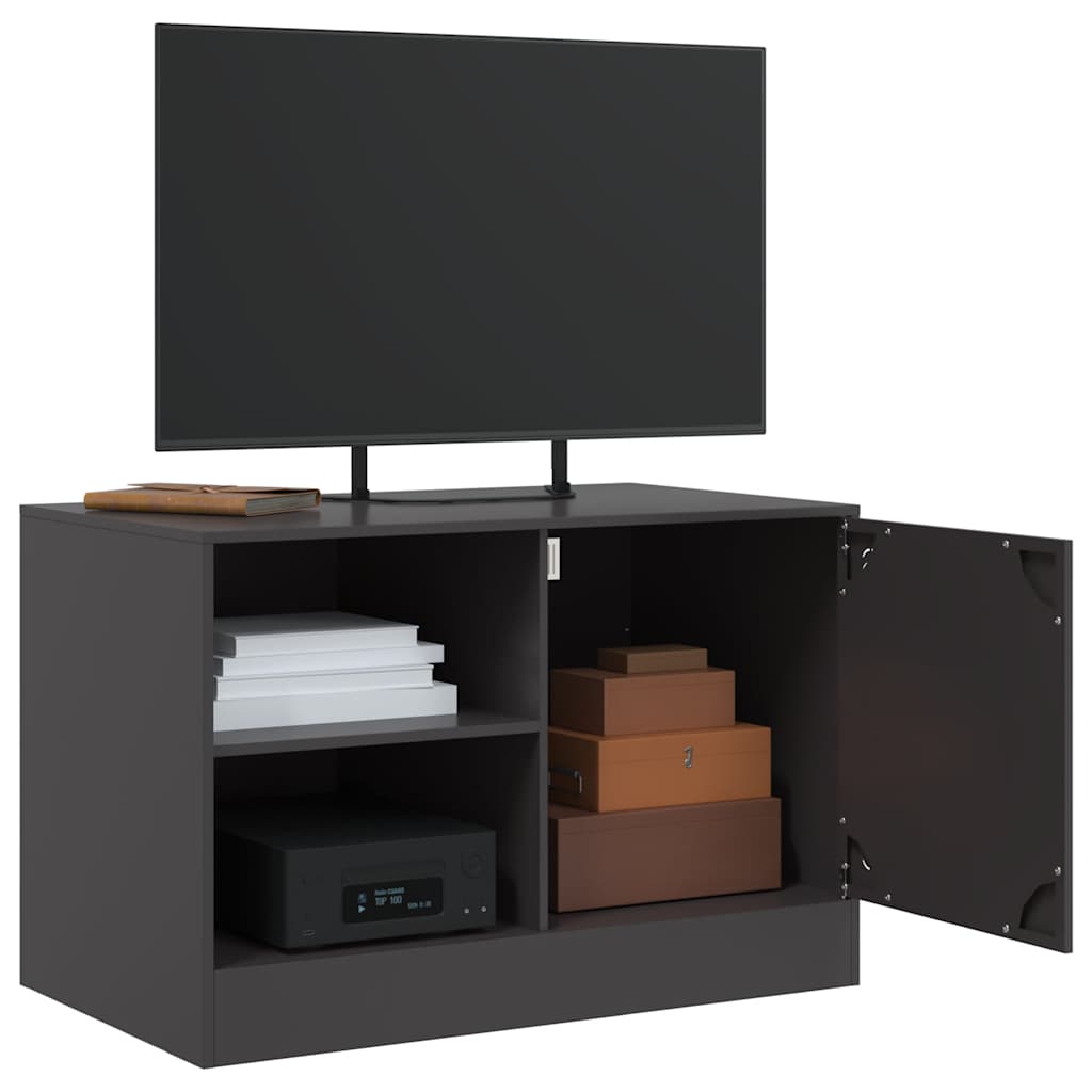 Meuble TV Noir en Acier - 67 cm-Mon Meuble TV-Blanc-1-5