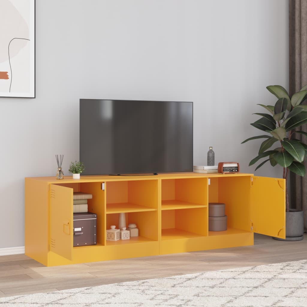 Meuble TV Noir en Acier - 67 cm-Mon Meuble TV-jaune moutarde-2-21