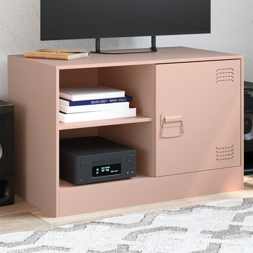 Meuble TV Noir en Acier - 67 cm-Mon Meuble TV-Rose-1-17