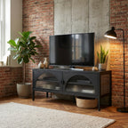 meuble-tv-noir-en-verre-cannele-et-acier-105-cm-decor
